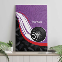 Personalised Aotearoa Lawn Bowls Canvas Wall Art Maori and Silver Fern Sporty Style Purple Color - Polynesian Pride