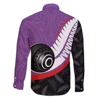 Personalised Aotearoa Lawn Bowls Family Matching Tank Maxi Dress and Hawaiian Shirt Maori and Silver Fern Sporty Style Purple Color - Polynesian Pride