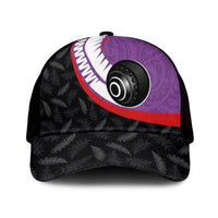 Aotearoa Lawn Bowls Mesh Trucker Cap Maori and Silver Fern Sporty Style Purple Color - Polynesian Pride