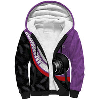 Personalised Aotearoa Lawn Bowls Sherpa Hoodie Maori and Silver Fern Sporty Style Purple Color - Polynesian Pride