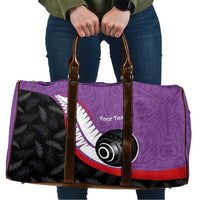Personalised Aotearoa Lawn Bowls Travel Bag Maori and Silver Fern Sporty Style Purple Color - Polynesian Pride