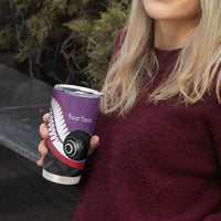 Personalised Aotearoa Lawn Bowls Tumbler Cup Maori and Silver Fern Sporty Style Purple Color - Polynesian Pride