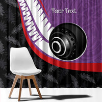 Personalised Aotearoa Lawn Bowls Window Curtain Maori and Silver Fern Sporty Style Purple Color - Polynesian Pride