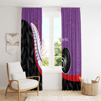 Personalised Aotearoa Lawn Bowls Window Curtain Maori and Silver Fern Sporty Style Purple Color - Polynesian Pride
