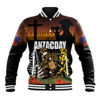 New Zealand and Australia ANZAC Day Baseball Jacket Soldier and Last Post Camouflage Pattern LT03 Unisex Black - Polynesian Pride