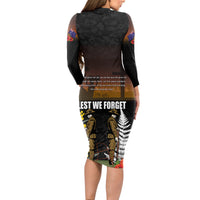 New Zealand and Australia ANZAC Day Long Sleeve Bodycon Dress Soldier and Last Post Camouflage Pattern LT03 - Polynesian Pride