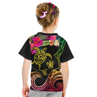 Hawaii Turtle Day Kid T Shirt Polynesian Tattoo and Hibiscus Flowers LT03 - Polynesian Pride