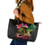 Hawaii Turtle Day Leather Tote Bag Polynesian Tattoo and Hibiscus Flowers