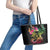 Hawaii Turtle Day Leather Tote Bag Polynesian Tattoo and Hibiscus Flowers
