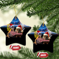 New Zealand and Australia Merry Christmas Ceramic Ornament Kiwi Bird and Kangaroo Xmas Vibe
