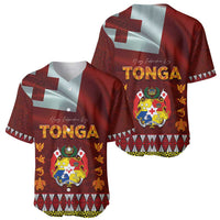 Tonga Independence Day Baseball Jersey National Flag and Emblem with Ngatu Art Pattern LT03 - Polynesian Pride