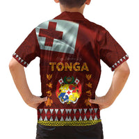 Tonga Independence Day Family Matching Puletasi and Hawaiian Shirt National Flag and Emblem with Ngatu Art Pattern LT03 - Polynesian Pride
