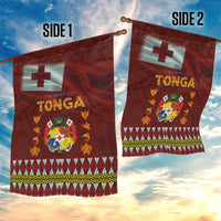 Tonga Independence Day Garden Flag National Flag and Emblem with Ngatu Art Pattern LT03 - Polynesian Pride