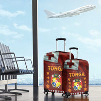 Tonga Independence Day Luggage Cover National Flag and Emblem with Ngatu Art Pattern LT03 - Polynesian Pride