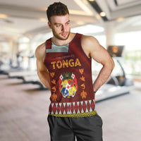 Tonga Independence Day Men Tank Top National Flag and Emblem with Ngatu Art Pattern