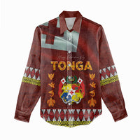 Tonga Independence Day Women Casual Shirt National Flag and Emblem with Ngatu Art Pattern