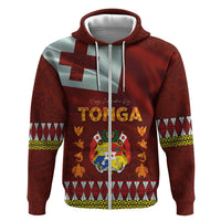 Tonga Independence Day Zip Hoodie National Flag and Emblem with Ngatu Art Pattern LT03 Zip Hoodie Red - Polynesian Pride