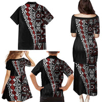 Tonga Ngatu Art Tattoo Polynesian Family Matching Puletasi and Hawaiian Shirt