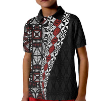 Tonga Ngatu Art Tattoo Polynesian Kid Polo Shirt LT03 Kid Black - Polynesian Pride
