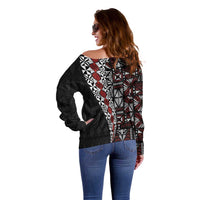 Tonga Ngatu Art Tattoo Polynesian Off Shoulder Sweater