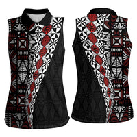 Tonga Ngatu Art Tattoo Polynesian Women Sleeveless Polo Shirt LT03 - Polynesian Pride