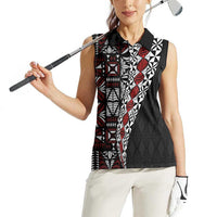 Tonga Ngatu Art Tattoo Polynesian Women Sleeveless Polo Shirt LT03 - Polynesian Pride
