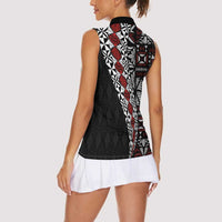 Tonga Ngatu Art Tattoo Polynesian Women Sleeveless Polo Shirt LT03 - Polynesian Pride