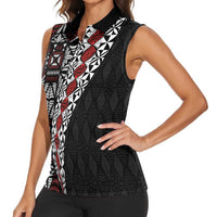Tonga Ngatu Art Tattoo Polynesian Women Sleeveless Polo Shirt LT03 - Polynesian Pride