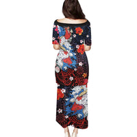 Hawaiian and Japanese Together Family Matching Puletasi and Hawaiian Shirt Hibiscus and Koi Fish Polynesian Pattern Colorful Style