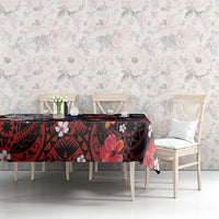Hawaiian and Japanese Together Tablecloth Hibiscus and Koi Fish Polynesian Pattern Colorful Style