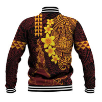 Hawaii Volcano Baseball Jacket Polynesian and Kakau Pattern