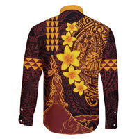 Hawaii Volcano Family Matching Off Shoulder Maxi Dress and Hawaiian Shirt Polynesian and Kakau Pattern