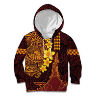 Hawaii Volcano Kid Hoodie Polynesian and Kakau Pattern