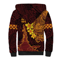 Hawaii Volcano Sherpa Hoodie Polynesian and Kakau Pattern