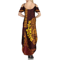 Hawaii Volcano Summer Maxi Dress Polynesian and Kakau Pattern