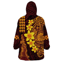 Hawaii Volcano Wearable Blanket Hoodie Polynesian and Kakau Pattern