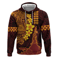 Hawaii Volcano Zip Hoodie Polynesian and Kakau Pattern