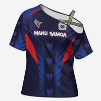 Custom Rugby Samoa Cross Shoulder Shirt Siva Tau Spirit Sporty Vibes - Polynesian Pride