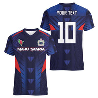 Custom Rugby Samoa Women V-Neck T-Shirt Siva Tau Spirit Sporty Vibes - Polynesian Pride