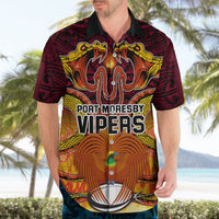 PNG Port Moresby Vipers Rugby Hawaiian Shirt Fire Vipers Mix PNG Bird Polynesian Tattoo LT03 - Polynesian Pride