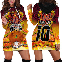 Custom PNG Port Moresby Vipers Rugby Hoodie Dress Fire Vipers Mix PNG Bird Polynesian Tattoo LT03 - Polynesian Pride