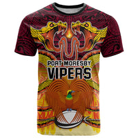 Custom PNG Port Moresby Vipers Rugby T Shirt Fire Vipers Mix PNG Bird Polynesian Tattoo LT03 Yellow - Polynesian Pride