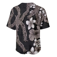 Hawaiian Tropical Flowers and Maile Pikake Baseball Jersey Polynesian Tribal Pattern Grayscale Mode LT03 - Polynesian Pride