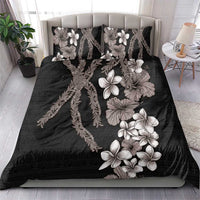 Hawaiian Tropical Flowers and Maile Pikake Bedding Set Polynesian Tribal Pattern Grayscale Mode LT03 - Polynesian Pride