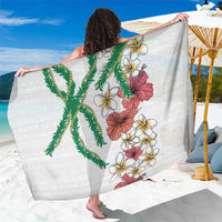 Hawaiian Tropical Flowers and Maile Pikake Sarong Polynesian Tribal Pattern White Color LT03 One Size 44 x 66 inches White - Polynesian Pride