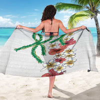 Hawaiian Tropical Flowers and Maile Pikake Sarong Polynesian Tribal Pattern White Color LT03 - Polynesian Pride
