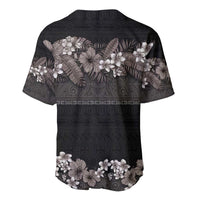 Hawaiian Tropical Flowers and Tribal Polynesian Tattoo Baseball Jersey Grayscale Mode LT03 - Polynesian Pride