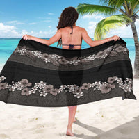 Hawaiian Tropical Flowers and Tribal Polynesian Tattoo Sarong Grayscale Mode