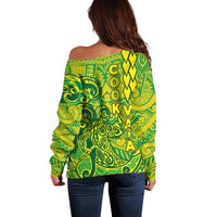 Cook Islands Vaa Polynesian Art Tattoo Off Shoulder Sweater National Color