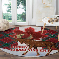 Canadian Christmas - Moose and Maple Retro Style Round Carpet